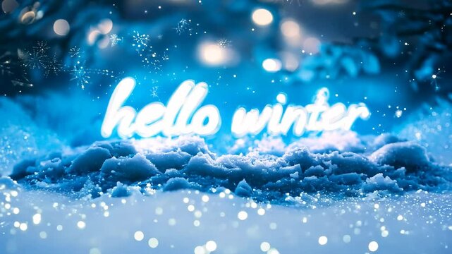 Greet winter with a beautiful gentle greeting with the inscription "Hello winter".