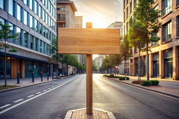 Blank Wooden Signpost in a Quiet City Street - Urban Landscape Photography