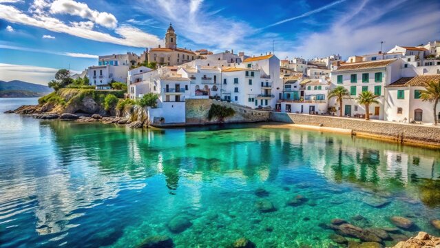Charming coastal town in Spain known for its white-washed buildings and crystal-clear waters, Cadaques, Catalonia