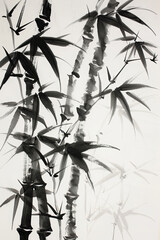 Chinese ink painting bamboo plant