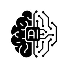 AI brain icon. Artificial intelligence brain circuit board chip vector illustration.