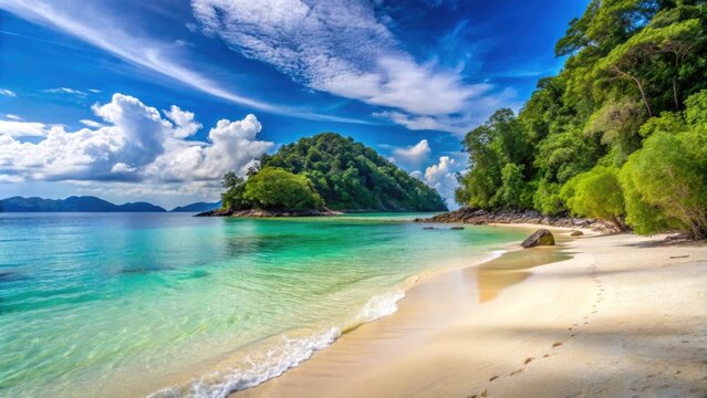 Beautiful sandy beach on Manukan Island in Tunku Abdul Rahman National Park, Kota Kinabalu