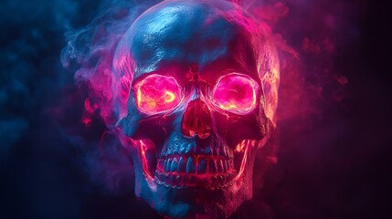 a skull with glowing eyes

