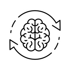 Brain icon. Mind change, refresh, update brain work, reload, recycle, thinking vector illustration.