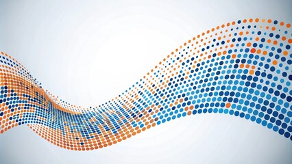 Wave of blue and orange dots , pattern, abstract, design, vibrant, colorful, digital, background, texture, geometric, modern