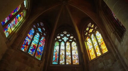Obraz premium Stained Glass Windows in a Cathedral