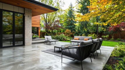 Obraz premium Serene Outdoor Patio with Modern Furniture