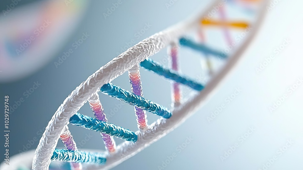 Aufkleber Close-up of a DNA helix model on a soft gradient background.