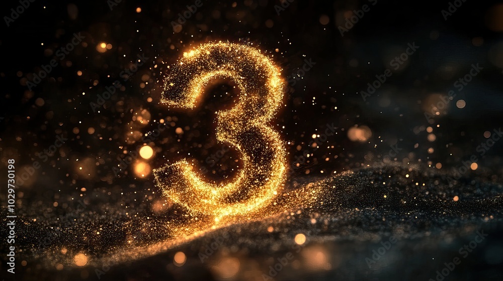 Poster sparkling number three