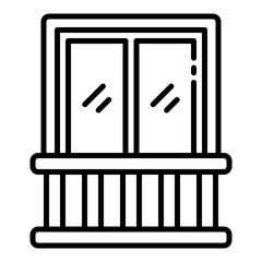 Balcony railing with window icon for building exterior