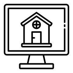 Computer with house design for architectural planning.