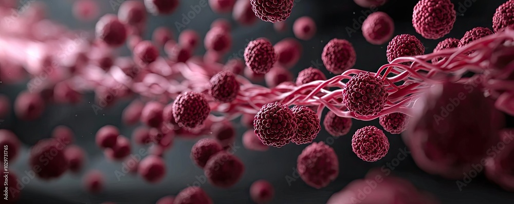 Aufkleber Abstract representation of red cells flowing in a dynamic motion.
