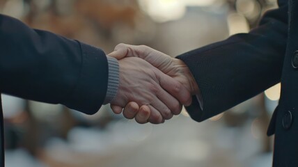 Picture of people hand shake for business or friendship by greeting culture. Friendly atmosphere celebrate for relationship. Meeting of employee or friend in society together life for harmony. AIG53.