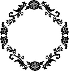 Circle victorian floral frame