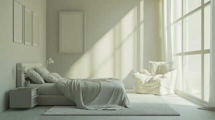 Serene Minimalistic Bedroom with Neutral Tones