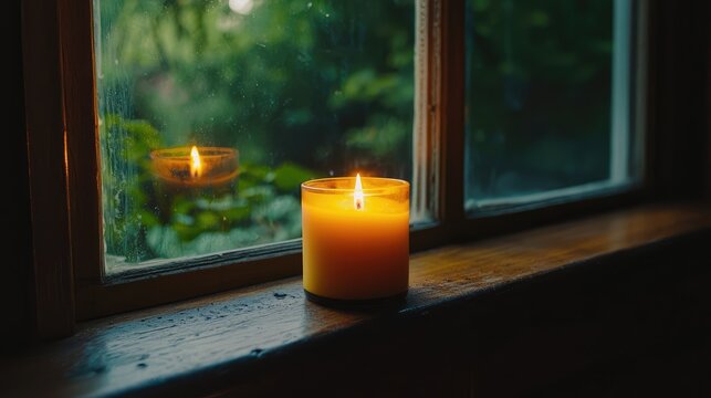 Serene Candle Flame in a Cozy Dark Room