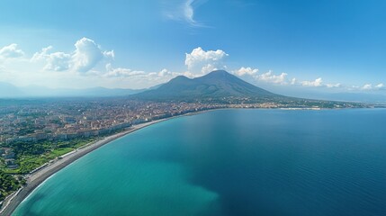 Aerial View of Mount Vesuvius and the Bay of Naples