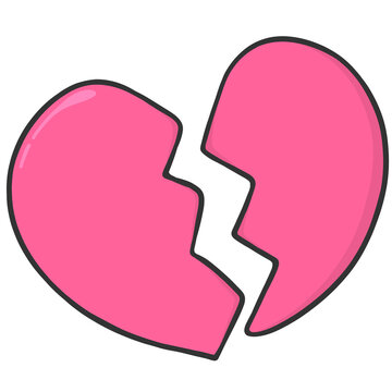 recommend clip art: black outline pink broken heart icon