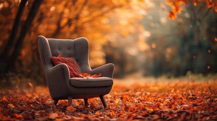 Armchair isolated on autumn background
