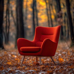 Armchair isolated on autumn background