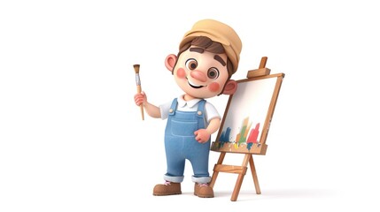 Smiling Cartoon Painter