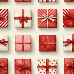 Wrapped Gifts in Watercolor for Christmas Celebration Seamless Pattern