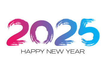 Happy new year 2025 brush stroke artistic style vector typography or logo design new year celebration 2