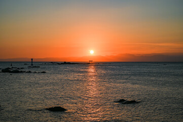 神奈川県葉山町森戸海岸からの夕日