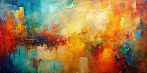 Abstract painting with a variety of textures , art, background, canvas, colorful, creative, design, detail, grunge