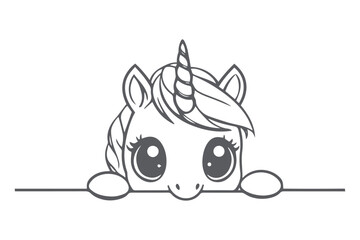 paper cut peeking unicorn SVG cut File