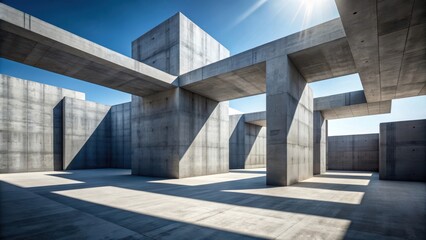 Abstract composition of concrete structures with dramatic shadows , architecture, abstract, composition, concrete, shadows, modern