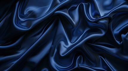 Fototapeta premium Abstract blue silk fabric texture background. Creases of satin