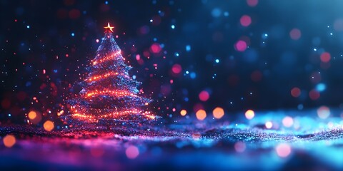 Abstract fantasy festive christmas tree background header wallpaper background 3d illustration