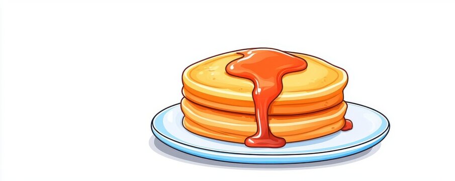 recommend clip art: pancake illustration breakfast theme cartoon drawing Split-complementary color scheme