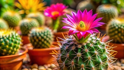 Fototapeta premium Flowering cactus adds a pop of color to the garden , succulent, plant, bloom, colorful, garden, vibrant