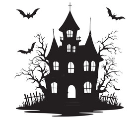 Haunted house vector. Vector Illustration of Halloween Home. Silhouette haunted house icon