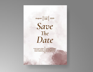 Wedding card invitation template with hand painted watercolor splash