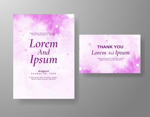 Fototapeta premium Wedding card invitation template with hand painted watercolor splash