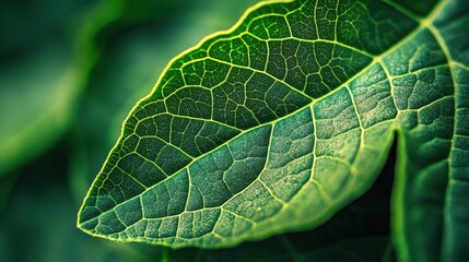Close-Up of Green Leaf with Intricate Veins
