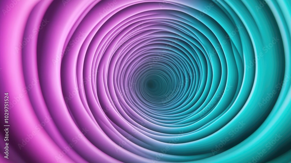 Aufkleber Colorful abstract tunnel with smooth gradients and layered spirals.