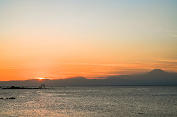 神奈川県葉山町森戸海岸からの夕日