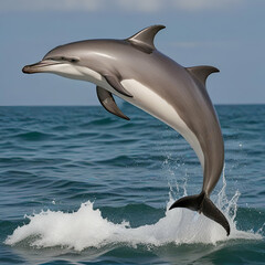 Fototapeta premium two dolphins jumping