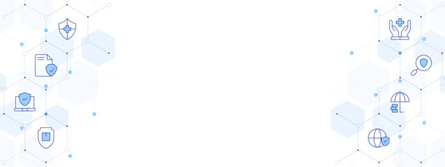 Insurance Banner Vector Illustration with Two-sided Icon Style. Line Duotone icon. Containing insurance, safety, investment insurance, secure, healthcare, file