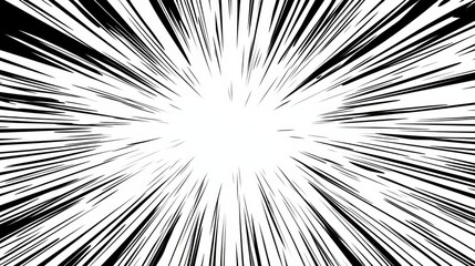 Black white illustration burst light made up multiple Transparent manga comic explosion