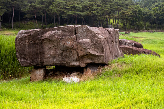 Dolmens at Gochang Dolmen Sites near Gochang-gun, Korea. Listed as a World Heritage Site in 2000