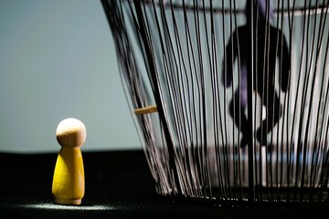 Cage with dark atmosphere image that symbolically reflects the state of the spiritual mind. Mental...