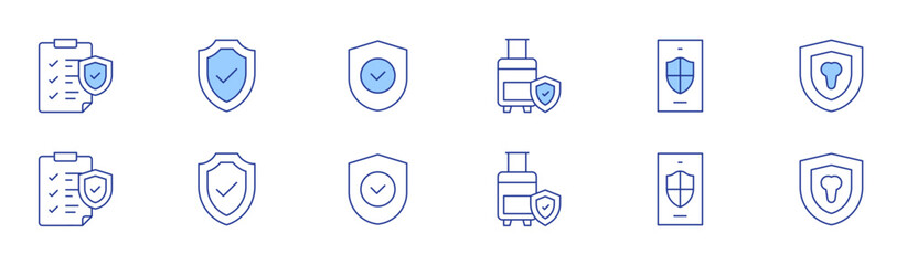 Insurance icon set in two styles, Duotone and Thin Line style. Editable stroke. baggage, clipboard, phone, insurance, dental insurance