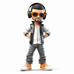 Trendy Hip-Hop Character Illustration with Headphones and Sunglasses