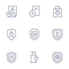 Insurance icons set. Thin Line style, editable stroke. health insurance, security, shield, insurance.-1