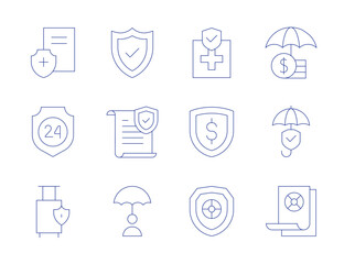 Insurance icons. Thin Line style, editable stroke. health insurance, security, shield, insurance.-1
